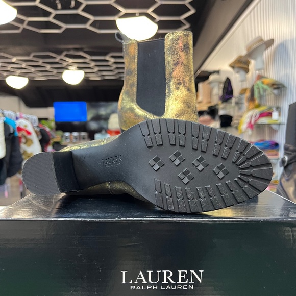 Lauren Ralph Lauren Mylah Distressed Metallic Womens Ankle Chelsea Boots - Picture 3 of 3